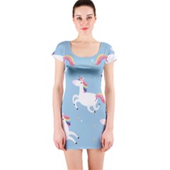 Unicorn Seamless Pattern Background Vector (2) Short Sleeve Bodycon Dress by Sobalvarro