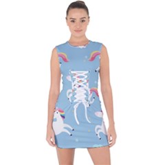 Unicorn Seamless Pattern Background Vector (2) Lace Up Front Bodycon Dress by Sobalvarro