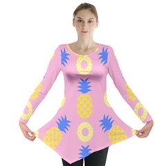 Pop Art Pineapple Seamless Pattern Vector Long Sleeve Tunic  by Sobalvarro