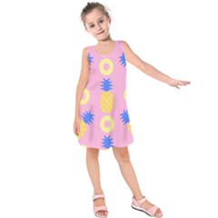Pop Art Pineapple Seamless Pattern Vector Kids  Sleeveless Dress by Sobalvarro