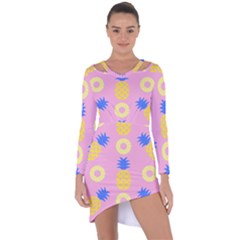 Pop Art Pineapple Seamless Pattern Vector Asymmetric Cut-out Shift Dress by Sobalvarro
