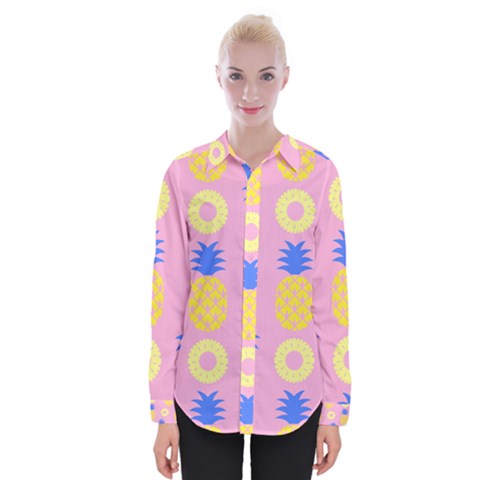 Pop Art Pineapple Seamless Pattern Vector Womens Long Sleeve Shirt by Sobalvarro