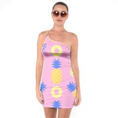Pop Art Pineapple Seamless Pattern Vector One Soulder Bodycon Dress by Sobalvarro