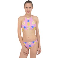 Pop Art Pineapple Seamless Pattern Vector Racer Front Bikini Set by Sobalvarro