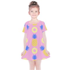Pop Art Pineapple Seamless Pattern Vector Kids  Simple Cotton Dress by Sobalvarro