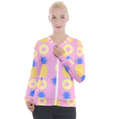 Pop Art Pineapple Seamless Pattern Vector Casual Zip Up Jacket by Sobalvarro