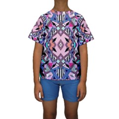 Marble Texture Print Fashion Style Patternbank Vasare Nar Abstract Trend Style Geometric Kids  Short Sleeve Swimwear by Sobalvarro