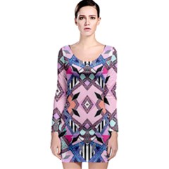 Marble Texture Print Fashion Style Patternbank Vasare Nar Abstract Trend Style Geometric Long Sleeve Bodycon Dress by Sobalvarro