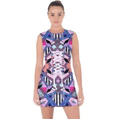 Marble Texture Print Fashion Style Patternbank Vasare Nar Abstract Trend Style Geometric Lace Up Front Bodycon Dress by Sobalvarro