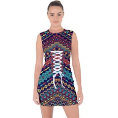 Ethnic  Lace Up Front Bodycon Dress by Sobalvarro