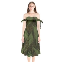 Camouflage Brush Strokes Background Shoulder Tie Bardot Midi Dress by Vaneshart