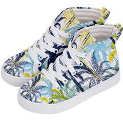Colorful Summer Palm Trees White Forest Background Kids  Hi-top Skate Sneakers by Vaneshart