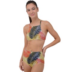 Tropical Seamless Pattern With Exotic Palm Leaves High Waist Tankini Set by Vaneshart