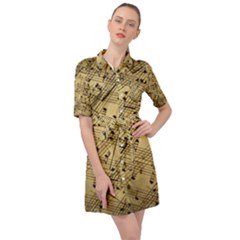 Music Nuts Sheet Belted Shirt Dress by Mariart