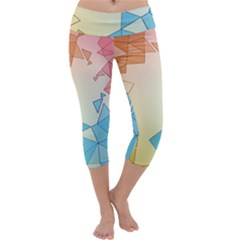 Background Pastel Geometric Lines Capri Yoga Leggings