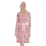 Cute Pink Alice Rabbit Long Sleeve Velvet Front Wrap Dress