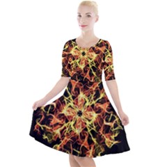 Ablaze Quarter Sleeve A-line Dress by litana