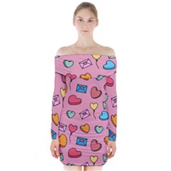 Candy Pattern Long Sleeve Off Shoulder Dress by Sobalvarro