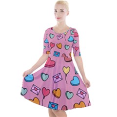 Candy Pattern Quarter Sleeve A-line Dress by Sobalvarro