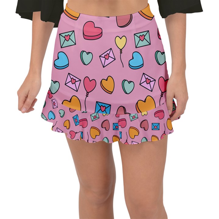 Candy Pattern Fishtail Mini Chiffon Skirt