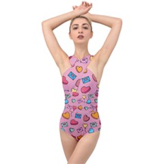 Candy Pattern Cross Front Low Back Swimsuit by Sobalvarro