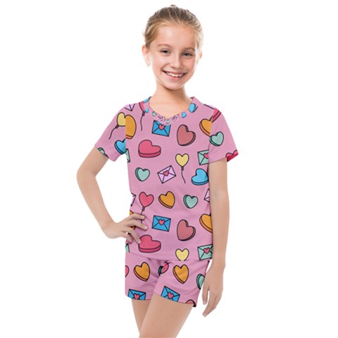 Candy Pattern Kids  Mesh Tee And Shorts Set by Sobalvarro