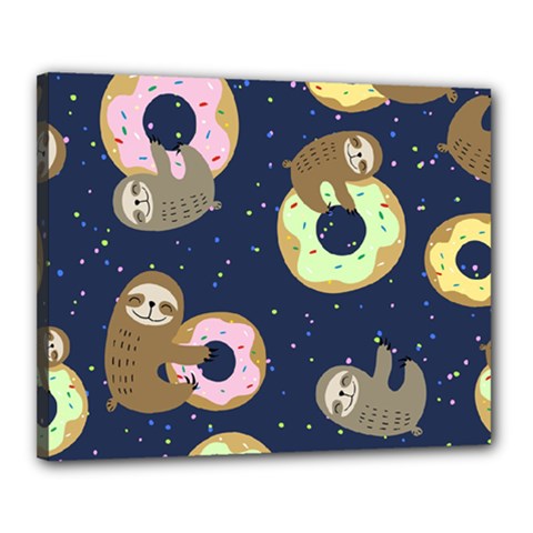 Cute Sloth With Sweet Doughnuts Canvas 20  X 16  (stretched) by Sobalvarro