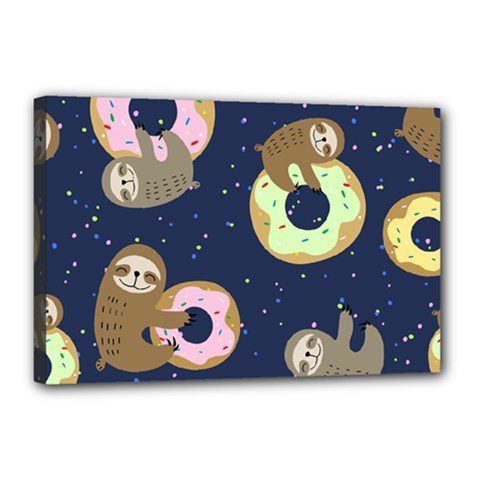 Cute Sloth With Sweet Doughnuts Canvas 18  X 12  (stretched) by Sobalvarro