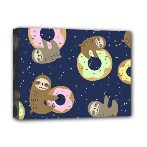 Cute Sloth With Sweet Doughnuts Deluxe Canvas 16  X 12  (stretched)  by Sobalvarro
