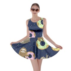 Cute Sloth With Sweet Doughnuts Skater Dress by Sobalvarro