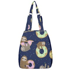 Cute Sloth With Sweet Doughnuts Center Zip Backpack by Sobalvarro