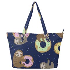 Cute Sloth With Sweet Doughnuts Full Print Shoulder Bag by Sobalvarro