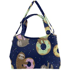 Cute Sloth With Sweet Doughnuts Double Compartment Shoulder Bag by Sobalvarro