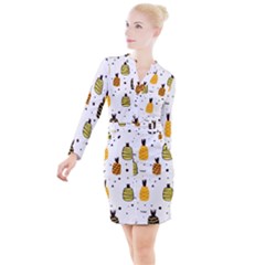 Pineapples Button Long Sleeve Dress by Sobalvarro