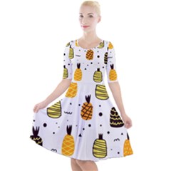Pineapples Quarter Sleeve A-line Dress by Sobalvarro