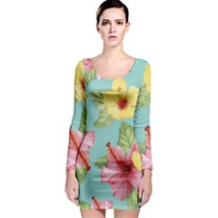 Hibiscus Long Sleeve Bodycon Dress by Sobalvarro