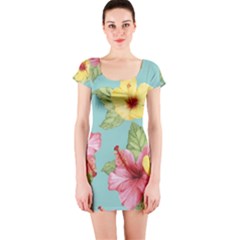 Hibiscus Short Sleeve Bodycon Dress by Sobalvarro