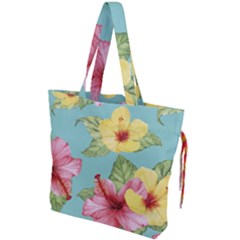 Hibiscus Drawstring Tote Bag by Sobalvarro