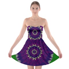 Mandala In Leaves,on Beautiful Leaves In Bohemian Style Strapless Bra Top Dress by pepitasart