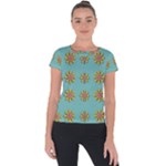 Fantasy Fauna Floral In Sweet Green Short Sleeve Sports Top 