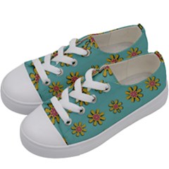 Fantasy Fauna Floral In Sweet Green Kids  Low Top Canvas Sneakers by pepitasart