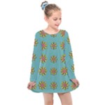 Fantasy Fauna Floral In Sweet Green Kids  Long Sleeve Dress