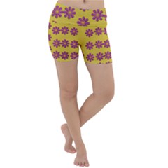 Fantasy Fauna Floral In Sweet Yellow Lightweight Velour Yoga Shorts by pepitasart