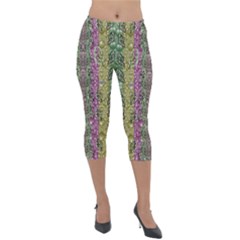 Leaves Contemplative In Pearls Free From Disturbance Lightweight Velour Capri Leggings  by pepitasart