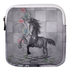 Wonderful Black And White Horse Mini Square Pouch by FantasyWorld7
