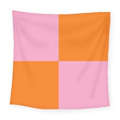 Mod Pink And Orange Squares Square Tapestry (large)