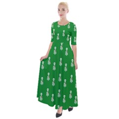Skeleton Green Background Half Sleeves Maxi Dress by snowwhitegirl