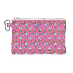 Carnation Pattern Pink Canvas Cosmetic Bag (large) by snowwhitegirl