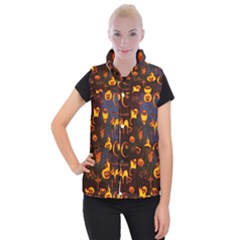 Funny Halloween Design Women s Button Up Vest by FantasyWorld7