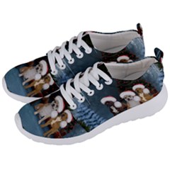 Christmas, Cute Dogs With Christmas Hat Men s Lightweight Sports Shoes by FantasyWorld7